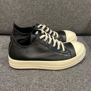 RICK OWENS Black Calfskin Low Sneakers size 42